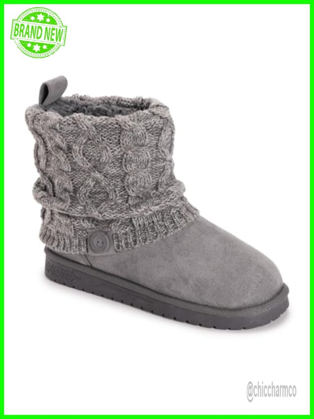 Faux Suede Ankle Boot with Faux Shearling Lining Pull On
